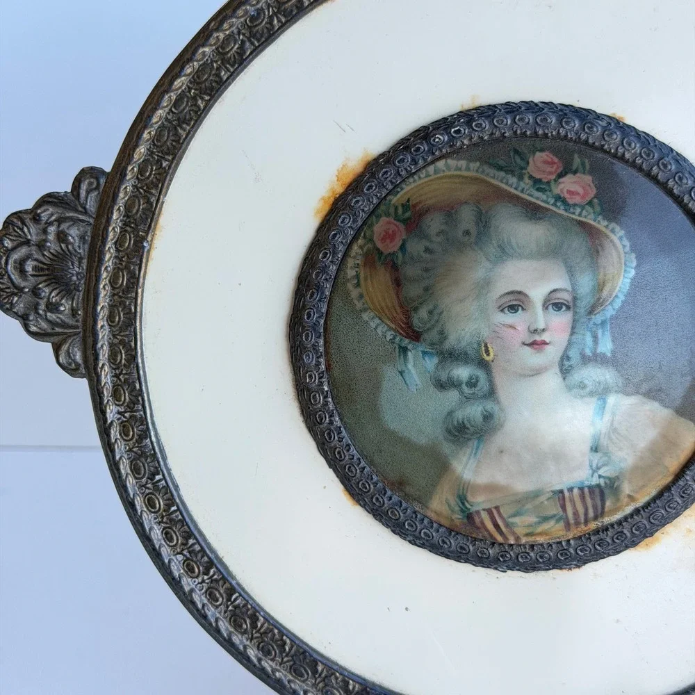 Antique Victorian Art Decor Old World Small‎ Lady Portrait Cottagecore French